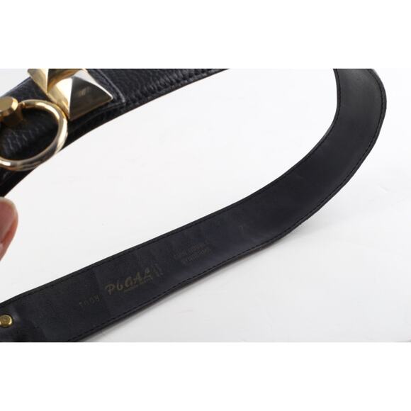 Vintage Black Studded Leather Adjustable Waist Belt Size 75 main image 5
